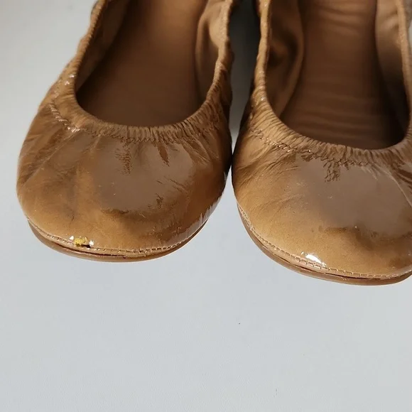 *SOLD* TORY BURCH | Eddie ballerina flats patent leather camel brown sz 6.5 M - Picture 5 of 5
